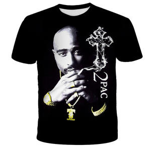 <span class=keywords><strong>Tupac</strong></span> Magliette con carattere stampato in 3D da uomo a manica corta stile Hip Hop in nero taglie da S a 6XL in poliestere/cotone - Product Image 2