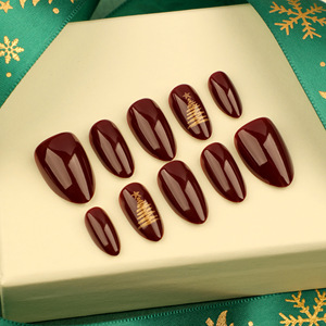 Vente chaude de haute qualité 30 pièces arbre de noël thème cerise <span class=keywords><strong>rouge</strong></span> faux ongles prêt à l'emploi <span class=keywords><strong>manucure</strong></span> courte - Product Image 2