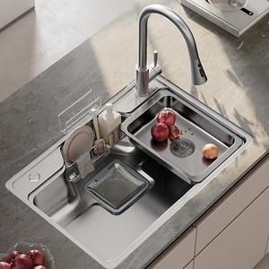 Évier de cuisine japonais en acier inoxydable 304, grand modèle à cuve unique, à encastrer, pour usage domestique - Product Image 1