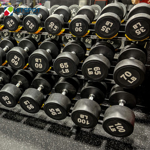 Commercial Dumbells Lbs Bodybuilding Weights Set Home Gym Equipment Free Weights <strong>Rubber</strong> 5lbs - 100lbs Round <strong>Dumbbells</strong> - Product Image 5