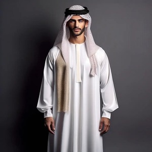 ثوب أبيض أساسي خفيف الوزن للأولاد المسلمين في المملكة العربية السعودية ، خيوط مختلطة من الألياف الدقيقة - Product Image 4