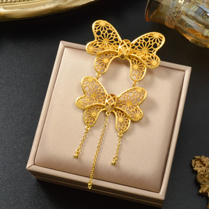 Zeadear Classic Women Wedding Decoration Animal Corsage <b>Pins</b> <b>Butterfly</b> Chain Tassel Dangle Brooch for Party Gift - Product Image 5