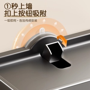 Porte-papier toilette mural à ventouse, rectangulaire, gris, design minimaliste, étagère de salle de bain - Product Image 2