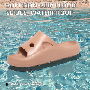 OEM Custom Soft Non-Slip Plaid Pattern Cloud Slides Lightweight <b>Beach</b> Waterproof Pillow Slippers EVA Insole Evergreen Cushioning - Product Image 2