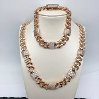 XUPING Bijoux en gros : Ensemble Hip Hop pour hommes, collier et bracelet à maillons cubains, style mode, serti de pierres, au design affirmé