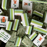 Tuiles de Mahjong américaines en acrylique, motif Ours noir de la forêt de bambou, style américain, ensemble cadeau pour la maison