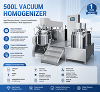 Machine d'émulsification et d'homogénéisation sous vide automatique de 500L, personnalisable, de qualité alimentaire, pour crèmes cosmétiques et produits liquides