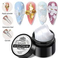BORN PRETTY Gel de modelage 3D haute brillance 5ml, non collant, blanc nacré, gel de sculpture 5D pour la sculpture florale en relief pour le nail art