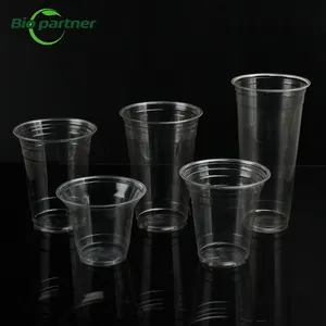 OEM Logo 12oz 16oz 20oz PET bardak temizle tek kullanımlık içme kahve süt çay bardağı Compostable biyobozunur temizle PLA plastik bardak