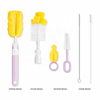Ensemble de brosses de nettoyage pour biberons, 6 pièces, éponge et nylon, nettoyeur de tétines et de pailles, fournitures de nettoyage pour la vente en gros aux entreprises