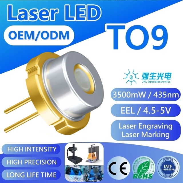 JNJ TO9 3500mW 435nm Blue Light Laser Diodes Factory Wholesale 3.5W EEL High Power for Laser Cutting Engraving Marking Machine
