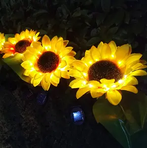 ประดิษฐ์Warm Sunflowerกันน้ำ 28led Stakeสวนตกแต่งภูมิทัศน์พลังงานแสงอาทิตย์Sunflower Lightสำหรับเส้นทาง,สนามหญ้า,Backyard