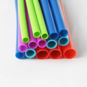 Custom Bpa Free Size Red Colourful Durable Reusable Silicone Drinking Juice Coffee Straws For Water Feeding Bottles
