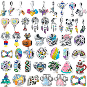 レインボーカラー合金ビッグホールビーズブレスレットユニコーンスイカビーズアクセサリーDIYスポット卸売 - Product Image 1