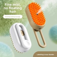 Peigne de toilettage pour animaux de compagnie en caoutchouc, avec pulvérisation de vapeur à un bouton, rechargeable par USB, pour éliminer les poils de chien et de chat sans lavage, massage et bain