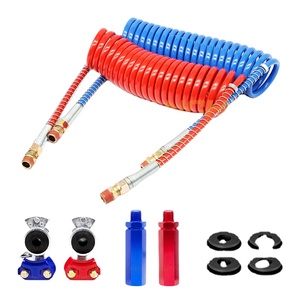 ชุดอุปกรณ์ประกอบท่อเบรคอากาศ TPU แบบขด15Ft ใหม่สายเบรกลมอลูมิเนียมสีแดงเบรคมือ - Product Image 3