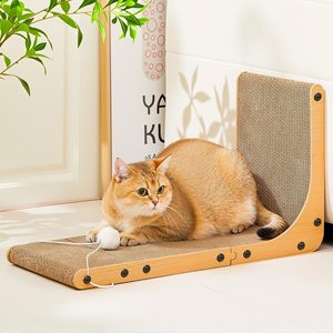 メーカー卸売 L字型段ボール製猫用爪とぎボード 木製猫用爪とぎ 室内猫用爪とぎパッド - Product Image 4