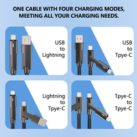 Kabel Pengisian Cepat 4-in-1 240W Nylon Zinc Alloy USB Type-C 5A dengan Pelindung Anyaman Tembaga Murni untuk Ponsel & Power Bank
