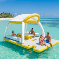 Plateforme flottante gonflable avec tente, prix direct usine, personnalisable pour les fêtes aquatiques estivales