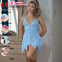 Ensemble de lingerie sexy et tentatrice pour femmes, robe de nuit en dentelle transparente et string, ensemble deux pièces, vêtements intimes