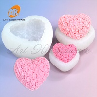 3D hortensia fleur coeur bougie Silicone moule bricolage Fondant chocolat moule saint valentin plâtre moule gâteau décoration outils