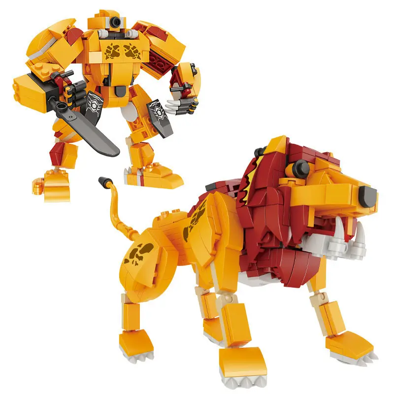Atacado criativo 2 em 1 animal transforma robô, pequeno conjunto de blocos de construção, jogo diy