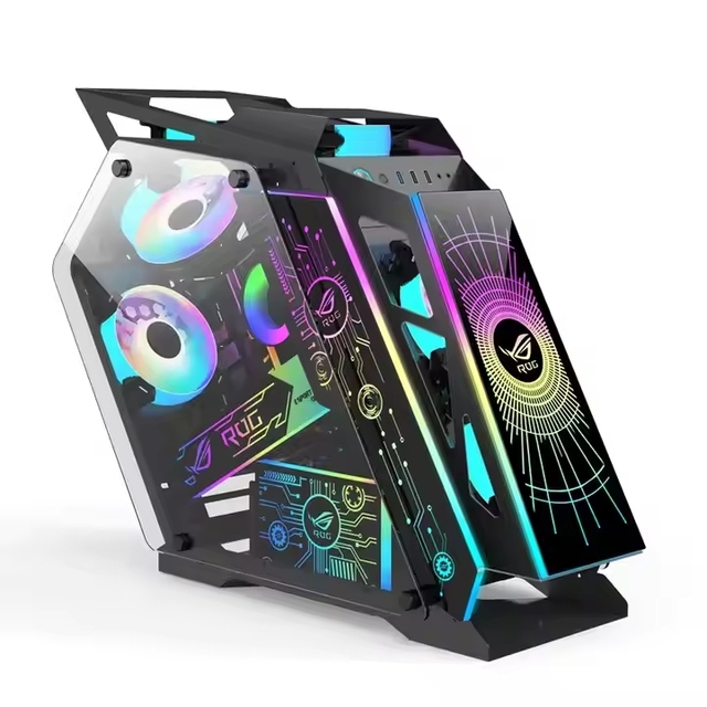 Matx Gaming Pc Case Gaming Computer Pc Case With 3 RGB FANS and Light Board Mid Tower Cabinet