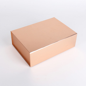 Custom Logo Gold Cardboard Cosmetic Glitter Boxes Makeup Hair Wig Shoe Storage Magnetic Folding Packaging Box
