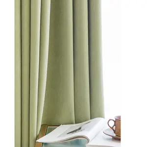 French Solid Color Cream Velvet Curtains Bedroom With Over 90% High Shading Curtains