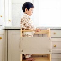 Tour d'apprentissage pour bébé et tout-petit en cuir PU, fabriquée sur mesure, avec filet de sécurité, baldaquin de lit et moustiquaire