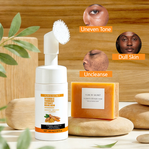 Jabón <span class=keywords><strong>Facial</strong></span> en Espuma Aclarante de Cúrcuma RTS <span class=keywords><strong>con</strong></span> Ácido Kójico y Vitamina C, Set de Cuidado <span class=keywords><strong>Facial</strong></span> Herbal Antienvejecimiento - Product Image 2