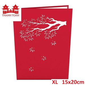Carte de vœux 3D pop-up, arbre d'érable rouge, couple romantique sur balançoire, carte artisanale pour anniversaire, cadeau de la Saint-Valentin - Product Image 3