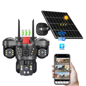 מצלמת אבטחה משולשת עדשות 12 מגה פיקסל Full HD, 4G WiFi, סולארית, חיצונית, IP, לניטור ביתי ועסקי - Product Image 1