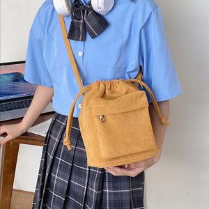 Korean Women's Lint Cross-Body Shoulder <strong>Bag</strong> Pleated Drawstring Pocket Versatile Leisure <strong>Cell</strong> <strong>Phone</strong> <strong>Bag</strong> New Collection Wholesale - Product Image 1