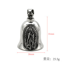 Cloche de protection noire pour moto, motif croix sacrée, porte-bonheur Gremlin, cloche de gardien pour motard