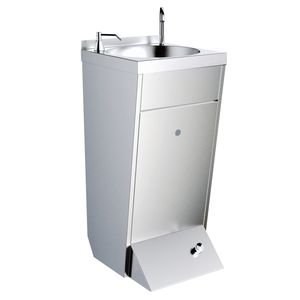 EURAST 202PJ100 Lavabo à mains 400x440x850mm avec pied poussoir et distributeur de détergent pour la salle de bain ou la cuisine - Product Image 1
