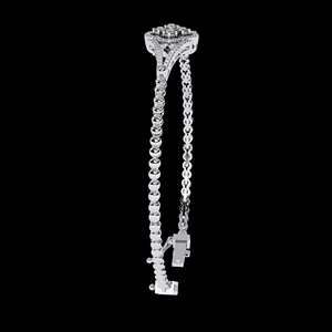 Pulsera de Diamantes Cultivados en Laboratorio con Diseño Floral para Mujer, Certificada por IGI, Plata de Ley 925, Oro Blanco de 10K y 14K, Eslabones Ovalados, Joyería Fina - Product Image 1
