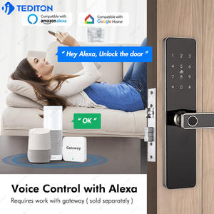 TEDITON Serrure de porte intelligente pour porte en bois Serrure de porte intelligente sans clé en alliage d'aluminium avec empreinte digitale Serrure de porte intelligente - Product Image 3