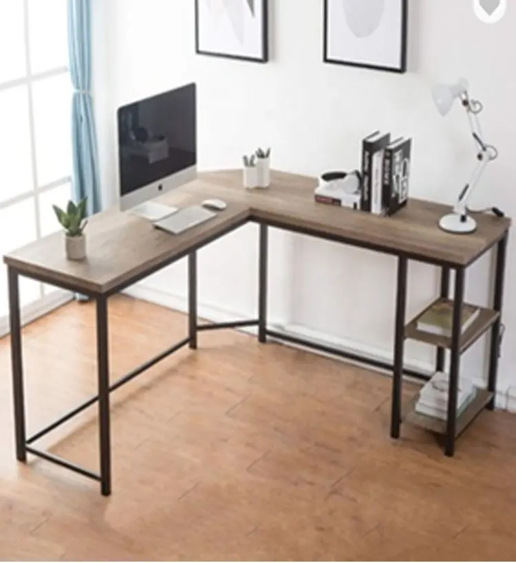 ยืนขึ้นโต๊ะเหล็กไม้รวมคอมพิวเตอร์เวิร์กสเตชันโต๊ะเฟอร์นิเจอร์