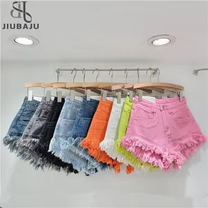 Fashion High Waisted Tassel Denim Shorts Women 's Summer Popular Hot Girls Short Jeans Pink Hot Pants