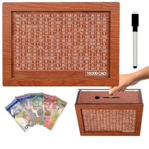 Caja de caja de dinero personalizada hucha de madera 10000 SGD 5000 CAD 5000 AUD caja de ahorro de dinero para niños banco de monedas contador de madera creativo - Product Image 1