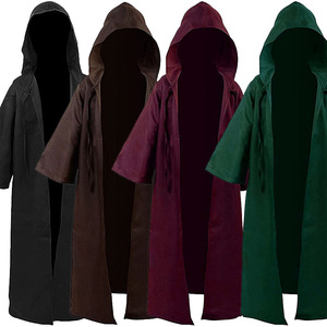 Death Wizard Cloak Cosplay Costume Monk <strong>Hooded</strong> Star Robes <strong>Hooded</strong> Jacket Cape Darth <strong>Vader</strong> Middle Adult Kids Costume - Product Image 6