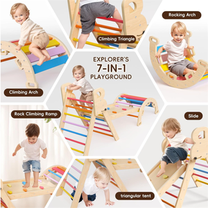 Obral besar Montessori balita dalam ruangan taman bermain Pikler segitiga Set rangka panjat kayu teknik dipoles aman untuk anak-anak - Product Image 6