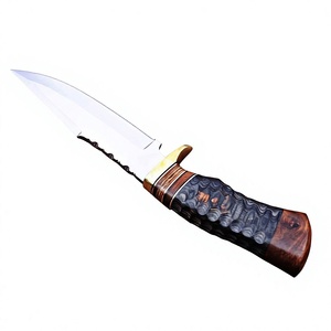 Cuchillo de Caza Personalizado de Acero Inoxidable, Hoja Fija con Punta Caída y Borde Dentado, Mango de Madera, Cuchillos para Acampar al Aire Libre - Product Image 2
