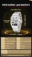 SANDA 3192 Modische Dual-Display Weckeruhr Elektronische Uhr für Studenten Sportuhr Wasserdicht Temperaturmessung Dreifach-Zeitanzeige