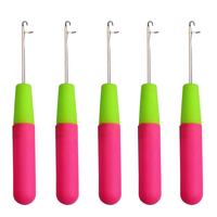 Outil crochet à loquet en métal et plastique pour coiffure, plumes, tapis et grandes tresses capillaires