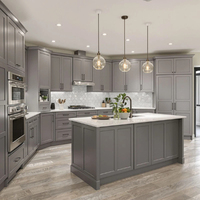 Armoires de cuisine modernes et durables Aige, esthétique personnalisée, portes en contreplaqué style Shaker, plan de travail en quartz pour projet de maison résidentielle