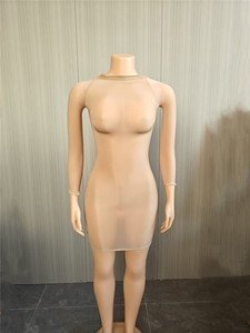Abito Trasparente da Donna a Maniche Lunghe Elasticizzato Estivo di Tendenza Hipster Peach Hip Clubwear Sexy Aderente Mini Abito Bodycon da Notte - Product Image 5