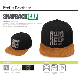 Casquette personnalisée pour hommes 6 panneaux avec broderie en 3D logo Flat Bill Baseball <span class=keywords><strong>Chamois</strong></span> Brim Snapback Sports Runner Hat Caps - Product Image 5