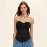 Camisole bustier sexy décontractée sans bretelles pour femme, en coton et élasthanne respirant, noire, pour l'été, à porter en intérieur ou en extérieur